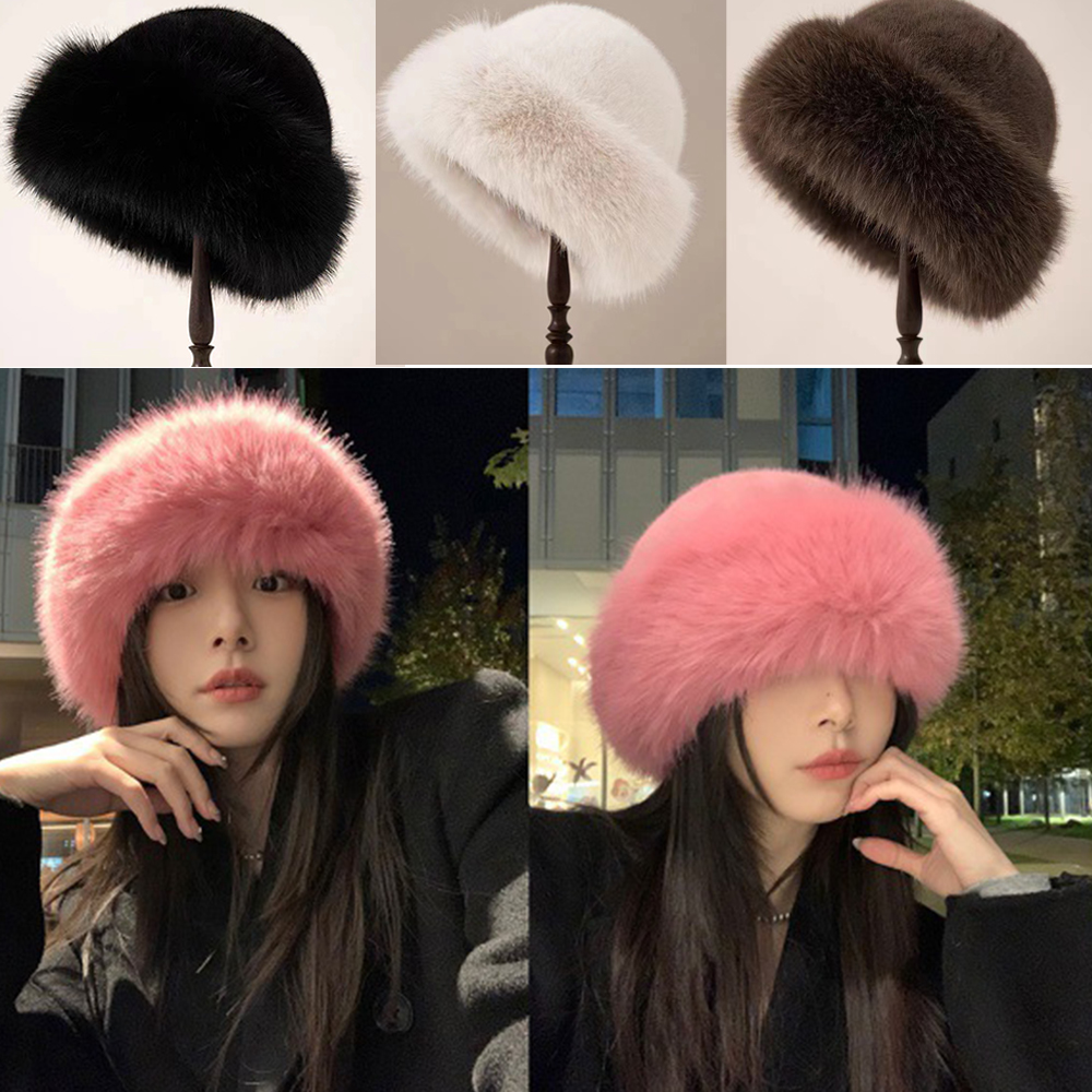 Bucket Hat Cotton - New Warm Fluffy Fur Bucket Hat