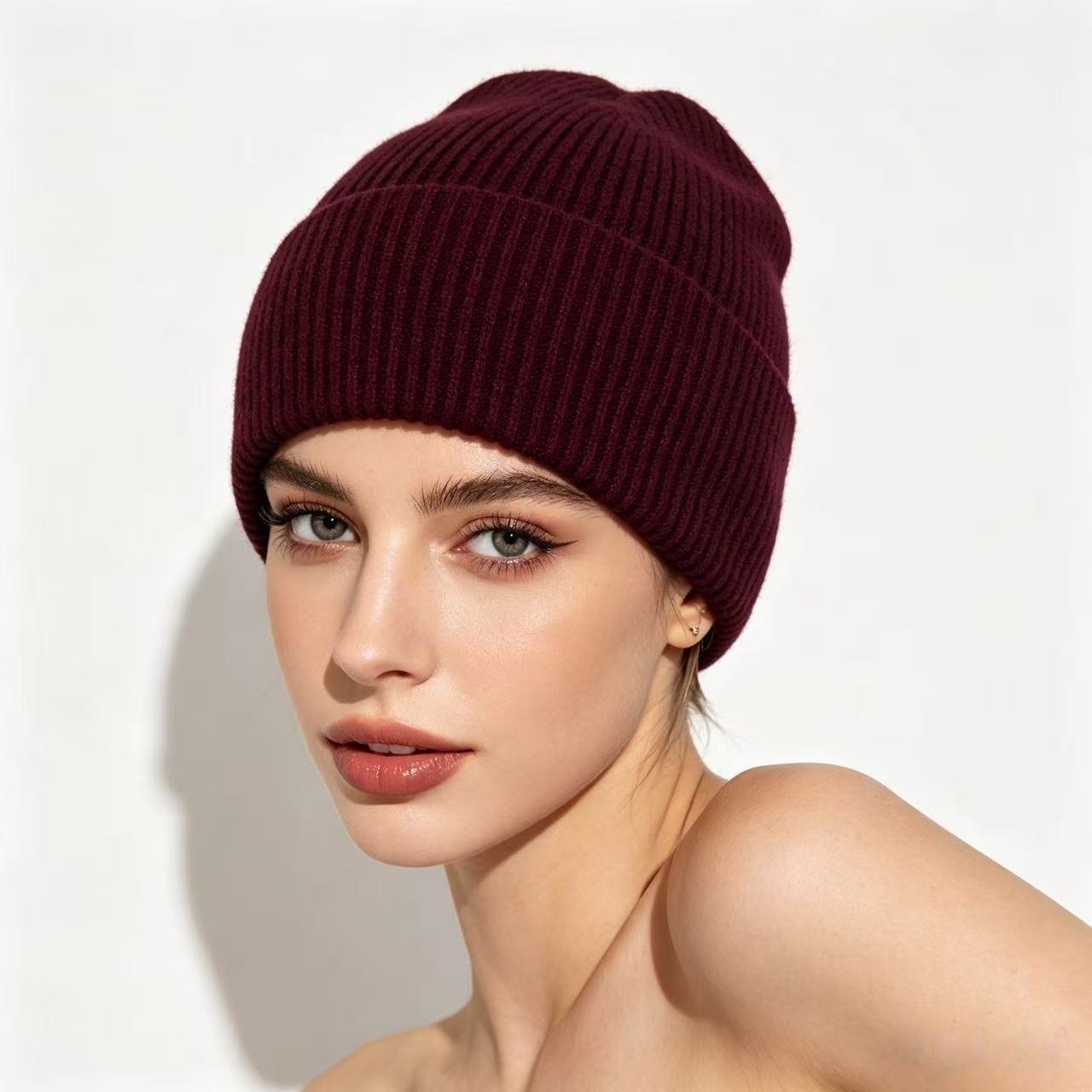 Navy Blue Ribbed Knit Thermal  - Beanie Cuffed Knit 리뷰 및 가격