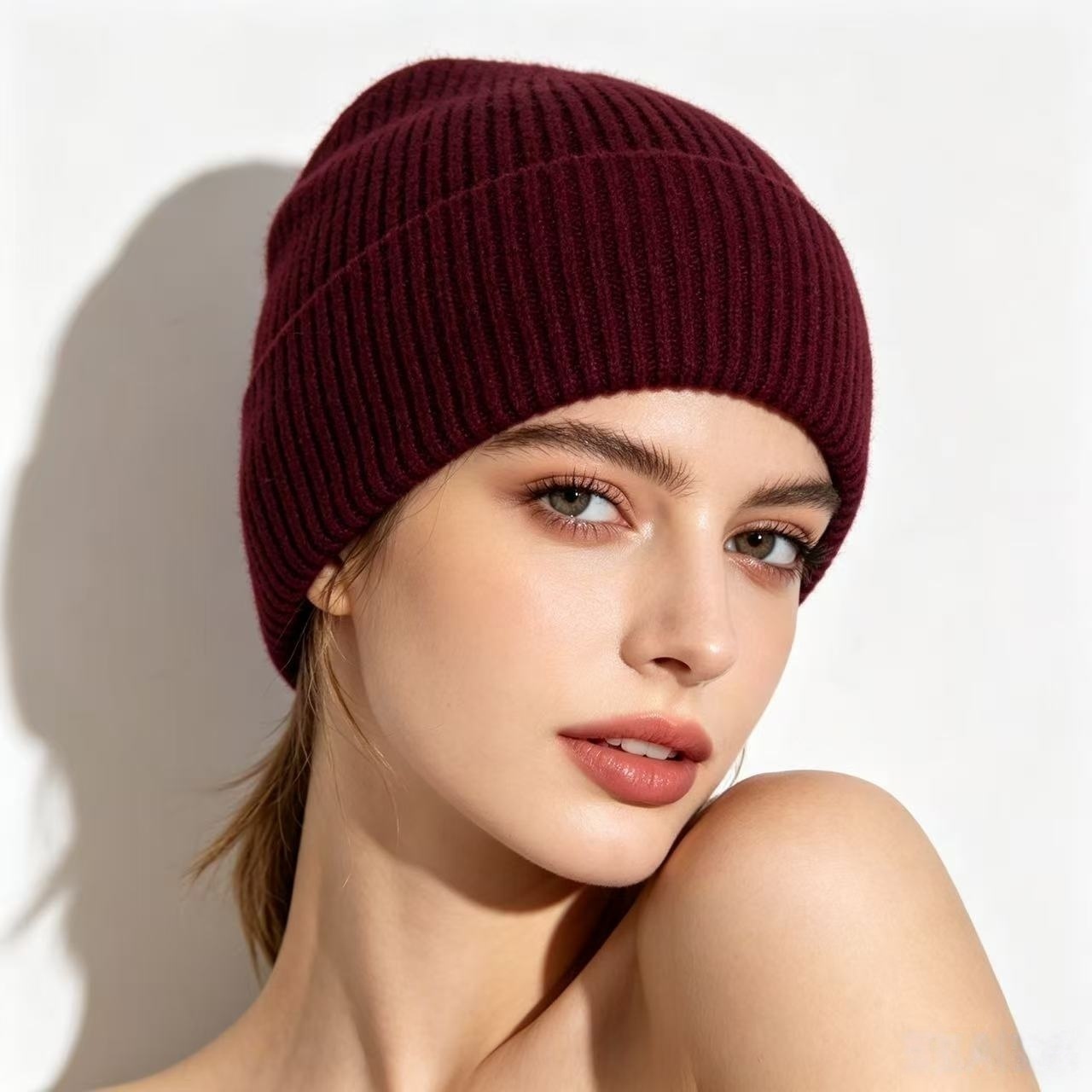 Navy Blue Ribbed Knit Thermal  - Beanie Cuffed Knit 리뷰 및 가격