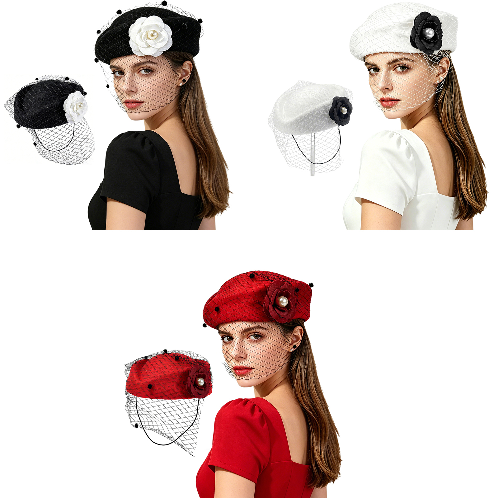 Vintage Artificial Flower Brid - Beret French Wool 리뷰 및 가격
