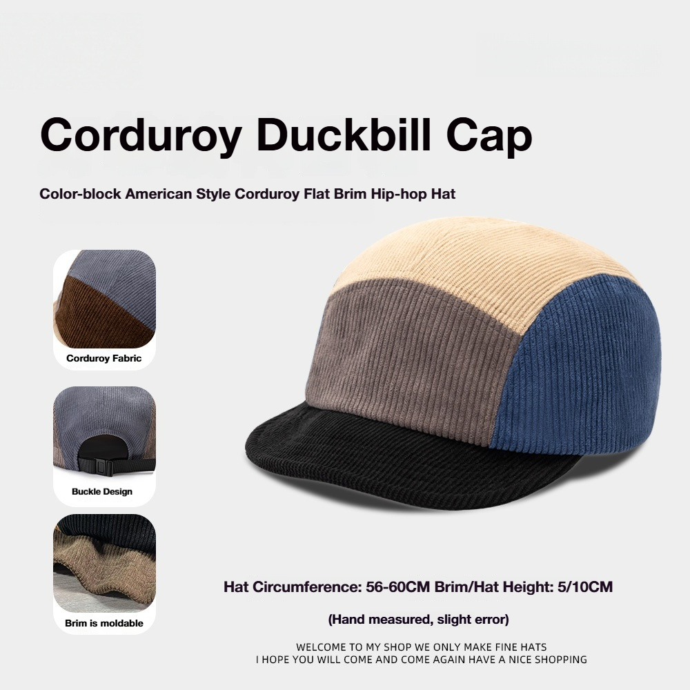 Unisex Vintage Color Block Cor - Corduroy Cap 5 Panel 리뷰 및 가격