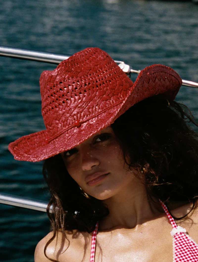 Cowboy hat red hand-painted su - Cowboy Hat Straw 리뷰 및 가격
