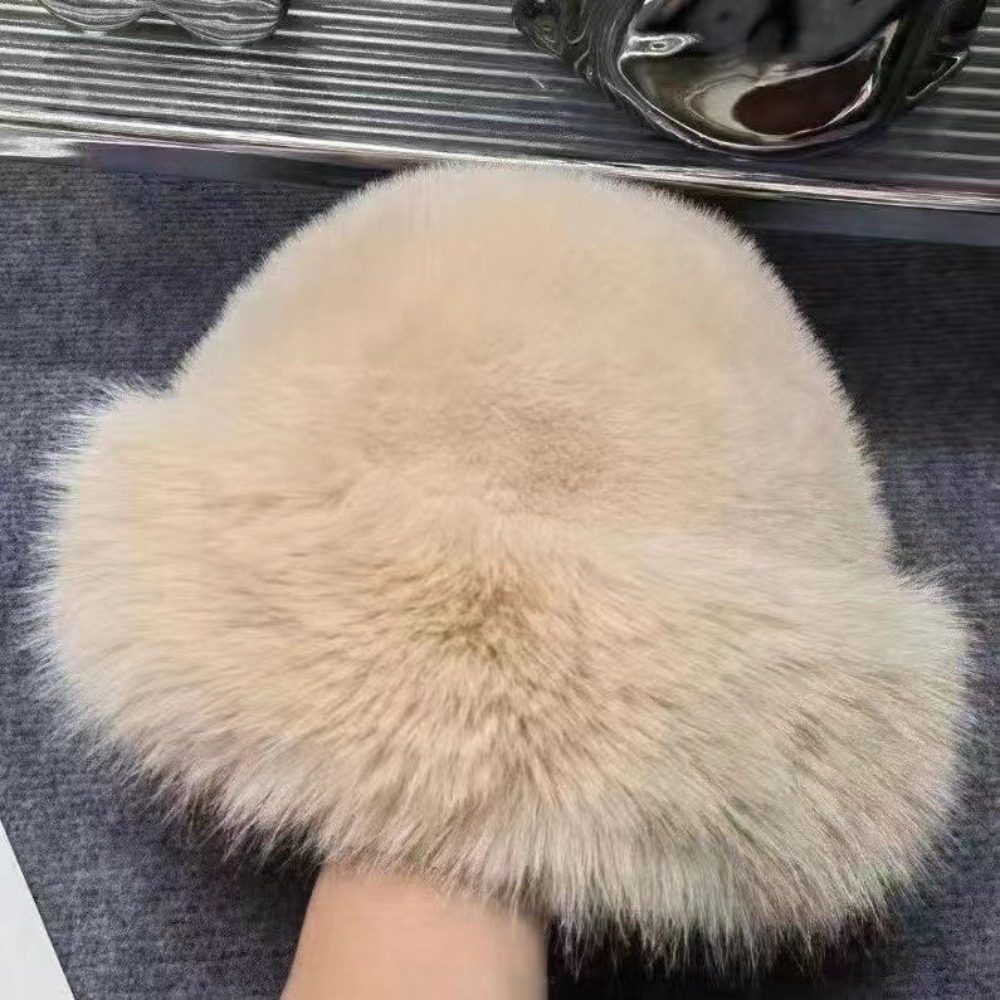 New Warm Fluffy Fur Bucket Hat - Bucket Hat Cotton 리뷰 및 가격