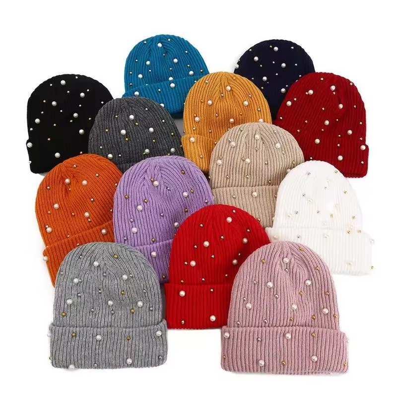 Women's Winter Faux Pearl Embe - Beanie Cuffed Knit 리뷰 및 가격