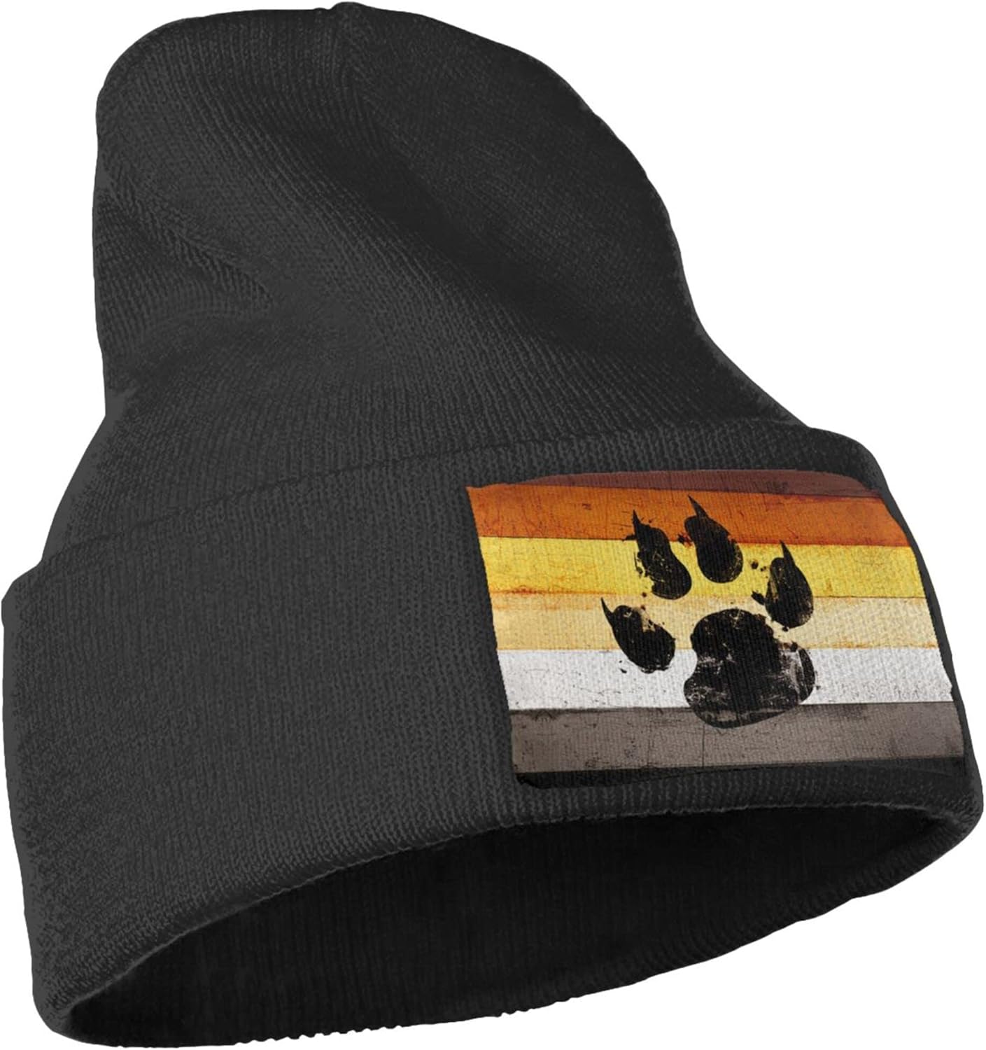 Gay Flag Bear paw LGBT Knit Be - Beanie Cuffed Knit 리뷰 및 가격
